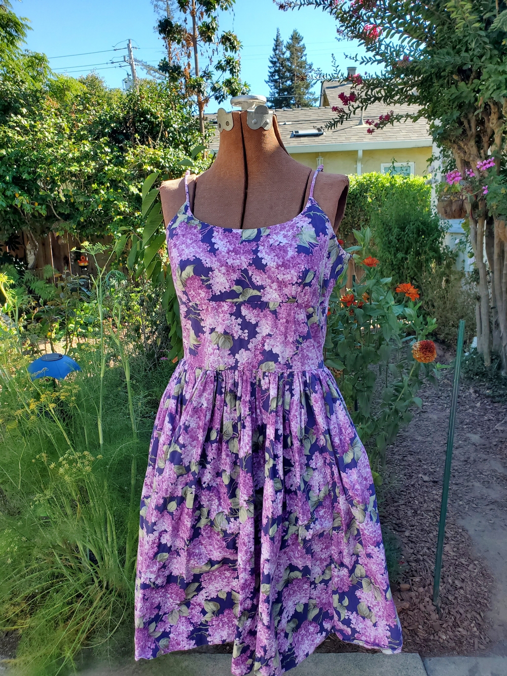 Bernie Dexter Purple Floral Midi Dress with Spaghetti Straps